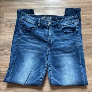 American Eagle Outfitters Blue Skinny Jeans with Faded Wash